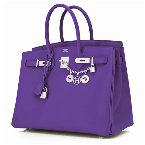 purple hermes purse